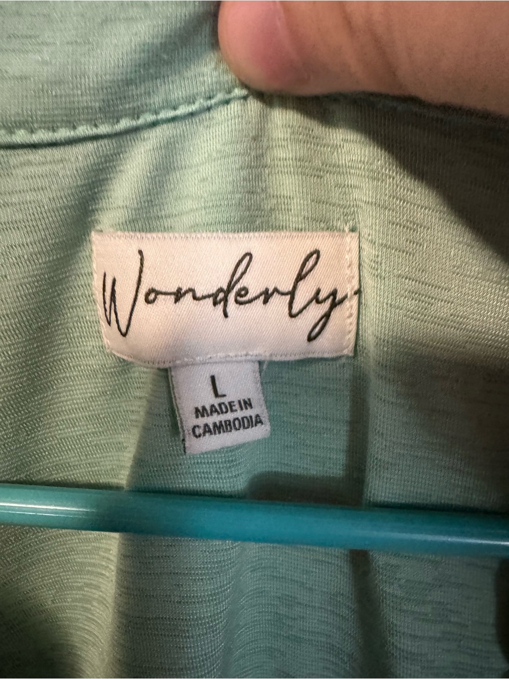 Wonderly Sage Green Long Sleeve Button-Front Tunic - Picture 2 of 4